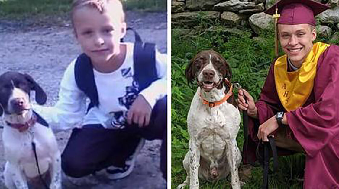 Boy Who Just Graduated And Beloved Dog Recreate Photo From First Day Of School