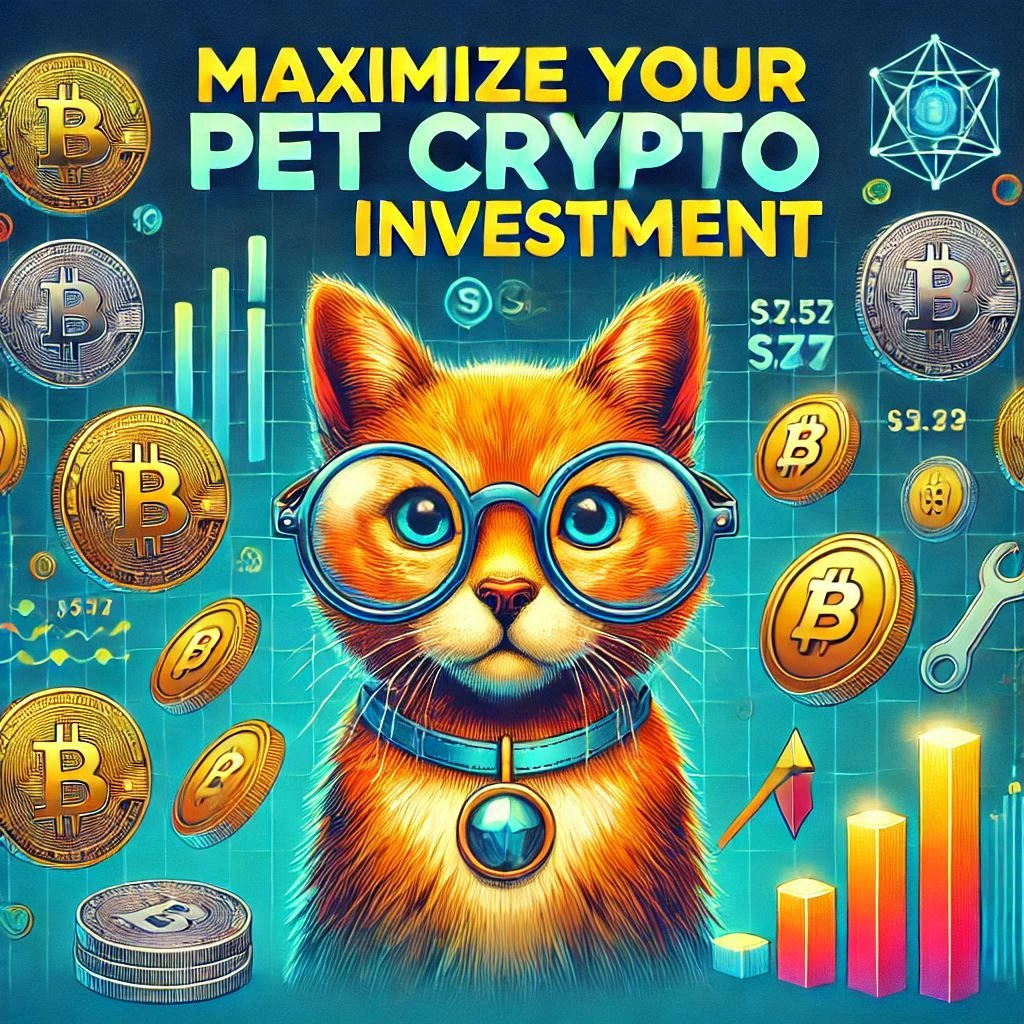 Pet Crypto Investment with Digital Coins and a Happy Dog